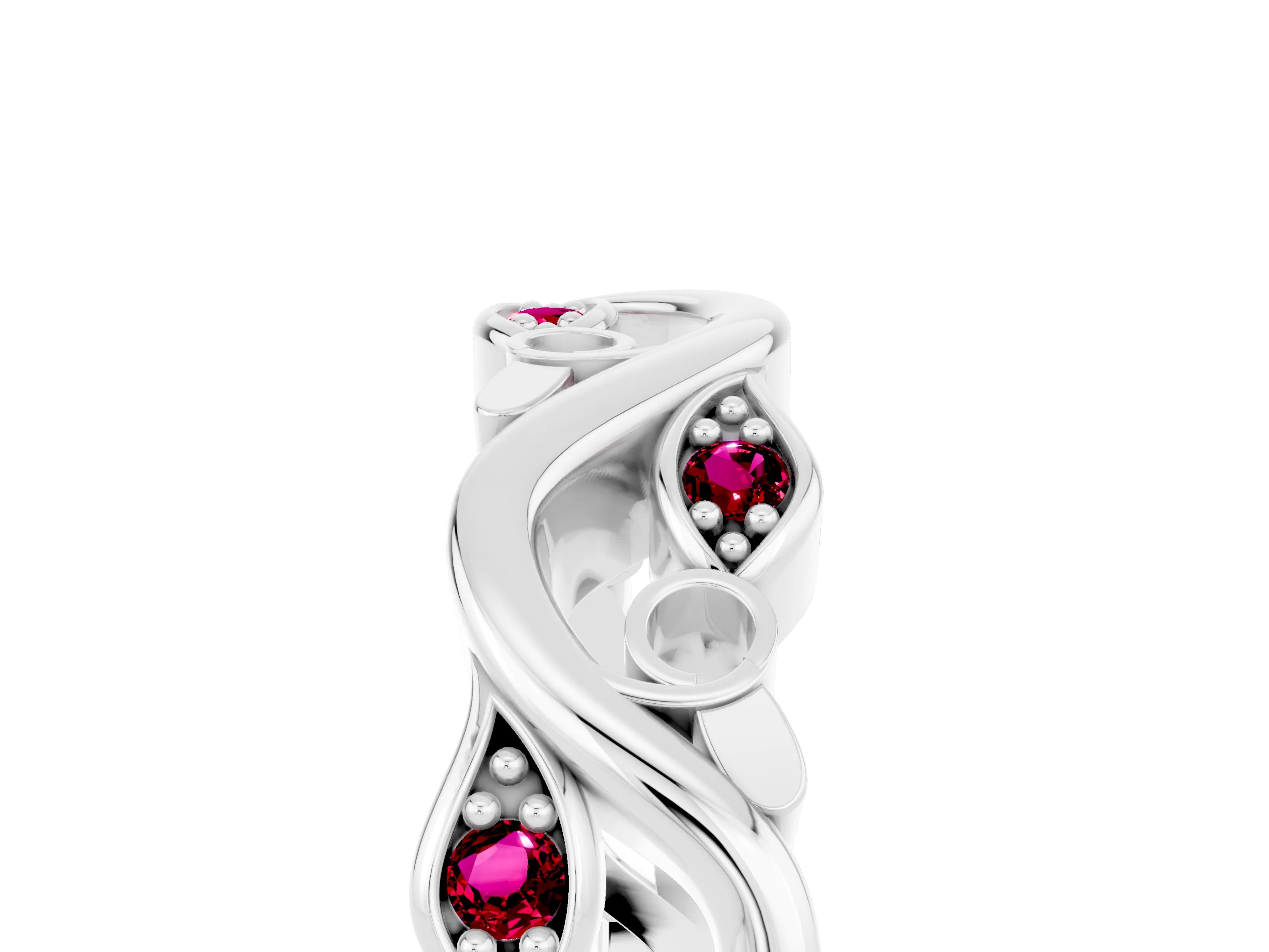 White gold Marquise Garnet Vine Eternity Band with Bezel Setting_23