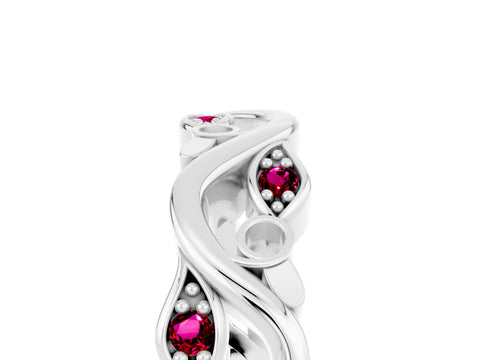 White gold Marquise Garnet Vine Eternity Band with Bezel Setting_35