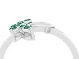 White gold Marquise Green Sapphire Cluster Bypass Ring with Prong Setting_10