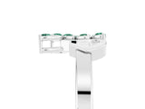 White gold Marquise Green Sapphire Cluster Bypass Ring with Prong Setting_11
