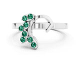 White gold Marquise Green Sapphire Cluster Bypass Ring with Prong Setting_6