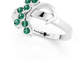 White gold Marquise Green Sapphire Cluster Bypass Ring with Prong Setting_7