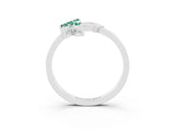 White gold Marquise Green Sapphire Cluster Bypass Ring with Prong Setting_9