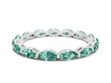 White gold Marquise Green Sapphire Eternity Band with U-Prong Setting_12