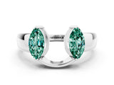 White gold Marquise Green Sapphire Open Band Ring with Tension Setting_14