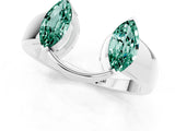 White gold Marquise Green Sapphire Open Band Ring with Tension Setting_15