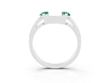 White gold Marquise Green Sapphire Open Band Ring with Tension Setting_15