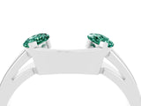 White gold Marquise Green Sapphire Open Band Ring with Tension Setting_16