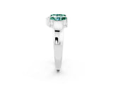 White gold Marquise Green Sapphire Open Band Ring with Tension Setting_20