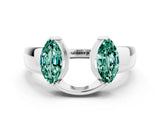 White gold Marquise Green Sapphire Open Band Ring with Tension Setting_26