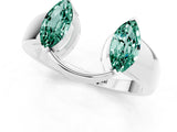 White gold Marquise Green Sapphire Open Band Ring with Tension Setting_31