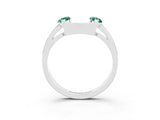White gold Marquise Green Sapphire Open Band Ring with Tension Setting_33