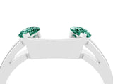 White gold Marquise Green Sapphire Open Band Ring with Tension Setting_34