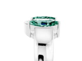 White gold Marquise Green Sapphire Open Band Ring with Tension Setting_35