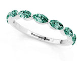 White gold Marquise Green Sapphire Prong Set Half-Eternity Band_7