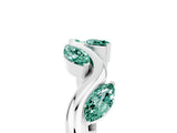 White gold Marquise Green Sapphire Twisted Band with Prong Setting_11