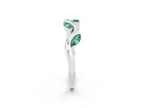 White gold Marquise Green Sapphire Twisted Band with Prong Setting_8