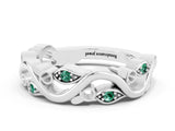 White gold Marquise Green Sapphire Vine Eternity Band with Bezel Setting_18