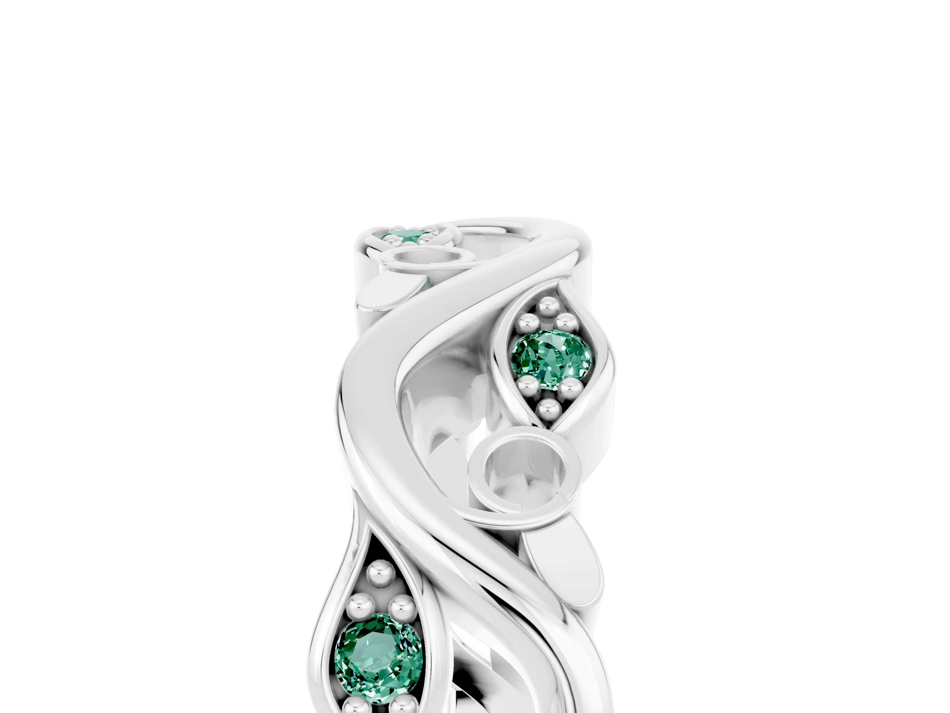 White gold Marquise Green Sapphire Vine Eternity Band with Bezel Setting_23