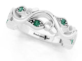 White gold Marquise Green Sapphire Vine Eternity Band with Bezel Setting_31