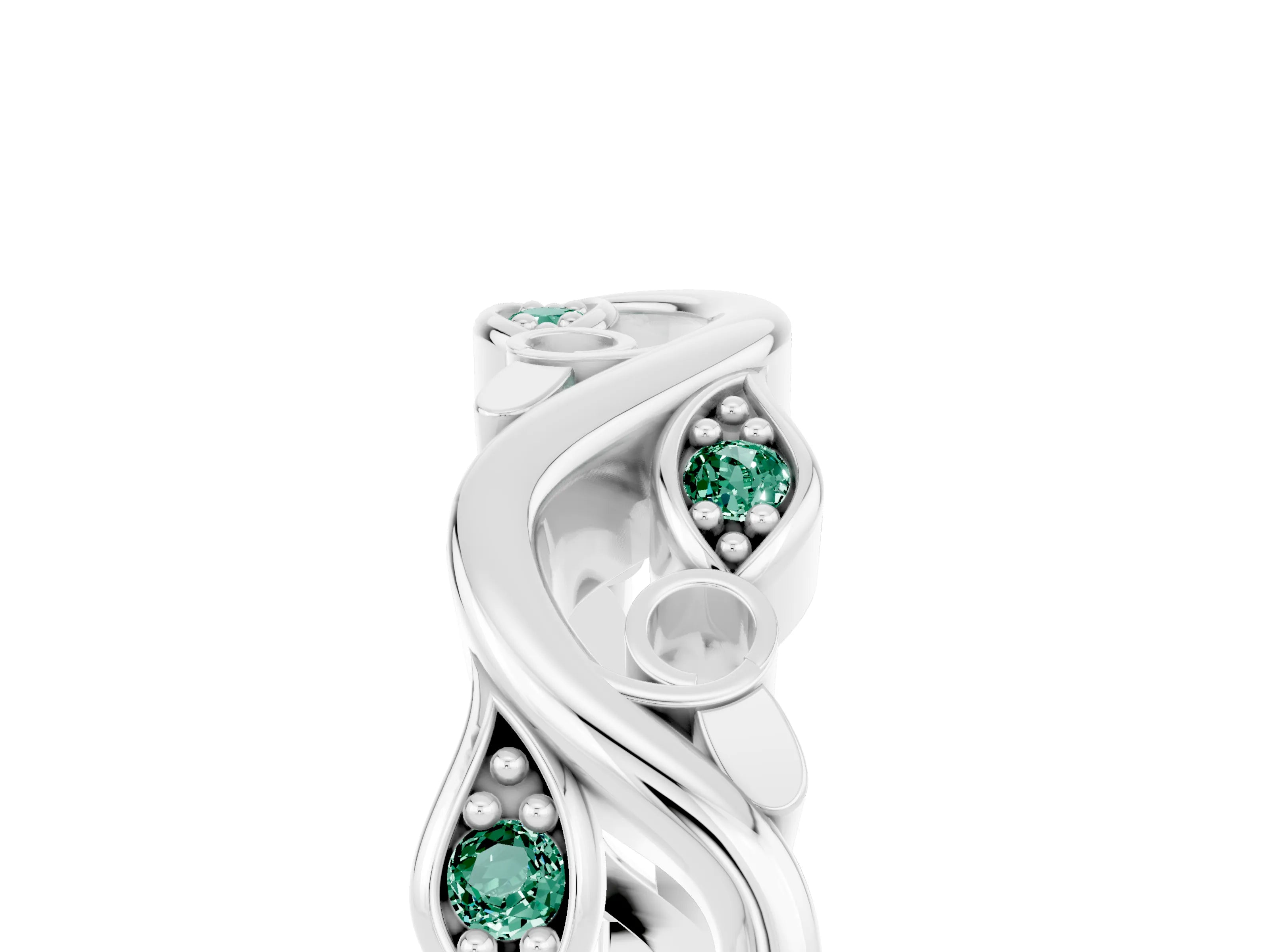 White gold Marquise Green Sapphire Vine Eternity Band with Bezel Setting_35