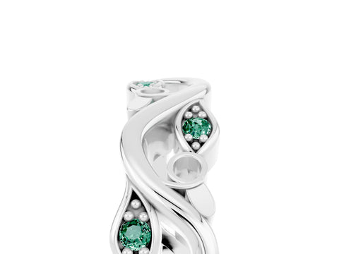 White gold Marquise Green Sapphire Vine Eternity Band with Bezel Setting_35