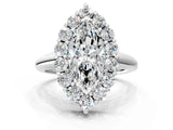 White gold Marquise Halo Cluster Diamond Engagement Ring with Prong Setting and Polished Band_19