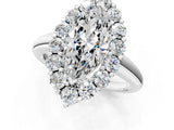 White gold Marquise Halo Cluster Diamond Engagement Ring with Prong Setting and Polished Band_21