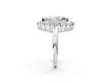 White gold Marquise Halo Cluster Diamond Engagement Ring with Prong Setting and Polished Band_22
