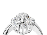 White gold Marquise Halo Cluster Diamond Engagement Ring with Prong Setting and Polished Band_23