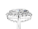 White gold Marquise Halo Cluster Diamond Engagement Ring with Solitaire Band and Prong Setting_53