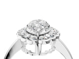 White gold Marquise Halo Cluster Diamond Engagement Ring with Solitaire Band and Prong Setting_53