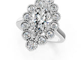 White gold Marquise Halo Diamond Cluster Engagement Ring with Milgrain Bezel Setting and Solitaire Band_27