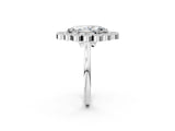 White gold Marquise Halo Diamond Cluster Engagement Ring with Milgrain Bezel Setting and Solitaire Band_28