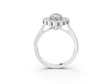 White gold Marquise Halo Diamond Cluster Engagement Ring with Milgrain Bezel Setting and Solitaire Band_29