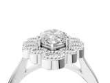 White gold Marquise Halo Diamond Cluster Engagement Ring with Milgrain Bezel Setting and Solitaire Band_30