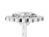 White gold Marquise Halo Diamond Cluster Engagement Ring with Milgrain Bezel Setting and Solitaire Band_31