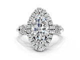 White gold Marquise Halo Diamond Engagement Ring with Filigree Band and Four-Prong Setting_81