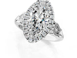 White gold Marquise Halo Diamond Engagement Ring with Filigree Band and Four-Prong Setting_82