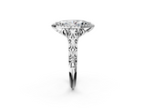 White gold Marquise Halo Diamond Engagement Ring with Intricate Filigree Band and Four-Prong Setting_75