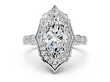 White gold Marquise Halo Diamond Engagement Ring with Milgrain Band and Four-Prong Setting_53