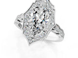 White gold Marquise Halo Diamond Engagement Ring with Milgrain Band and Four-Prong Setting_54