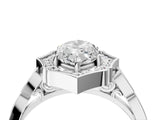 White gold Marquise Halo Diamond Engagement Ring with Milgrain Band and Four-Prong Setting_57