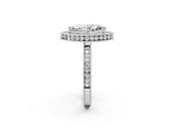 White gold Marquise Halo Diamond Engagement Ring with Milgrain Pave Band and Four-Prong Setting_113