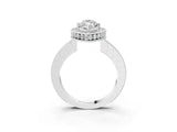 White gold Marquise Halo Diamond Engagement Ring with Milgrain Pave Band and Four-Prong Setting_114