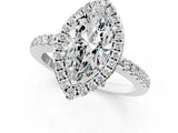 White gold Marquise Halo Diamond Engagement Ring with Pavé Band and Four-Prong Setting_112