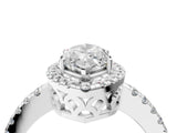 White gold Marquise Halo Diamond Engagement Ring with Pavé Band and Four-Prong Setting_115