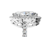 White gold Marquise Halo Diamond Engagement Ring with Pavé Band and Four-Prong Setting_116