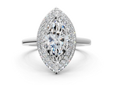White gold Marquise Halo Diamond Engagement Ring with Solitaire Band and Four-Prong Setting_20