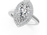 White gold Marquise Halo Diamond Engagement Ring with Solitaire Band and Four-Prong Setting_21